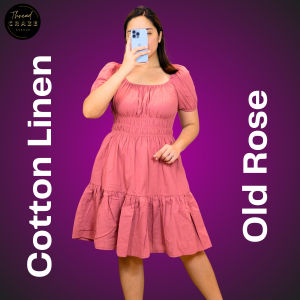 Elegant Cotton Linen Smocked Puff Sleeve Dress with Side Pockets - Versatile Full-Length Casual Sundress for Women S to L