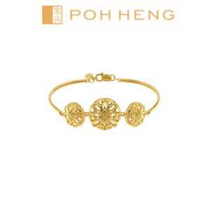Poh Heng Jewellery 22K Legacy Peony Bangle in Yellow Gold