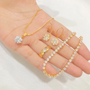 Set Perhiasan Mata Satu Wanita Dewasa Aksesoris Lapis Emas Xuping Gelang Serut Kalung Anting Cincin yessacc Anting Cincin Batu Permata Perhiasan Material Rhodium Plated - Lazada