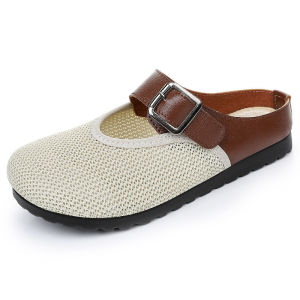 IELGY casual shoes womens summer flying mesh shoes one-leg hollow ballet shoes