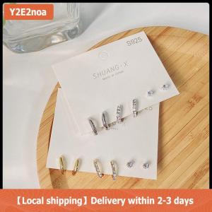 【Local shipping】 1 bộ thời trang mới Vòng tròn kim loại thả bông tai nhỏ cho phụ nữ xu hướng mặt dây chuyền xuyên Bông tai Bộ đồ trang sức quà tặng