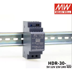 Original Mean Well แหล่งจ่ายไฟ HDR-30 Series 5V 12V 15V 24V 48V Meanwell Ultra Slim Step Shape DIN Rail แหล่งจ่ายไฟ