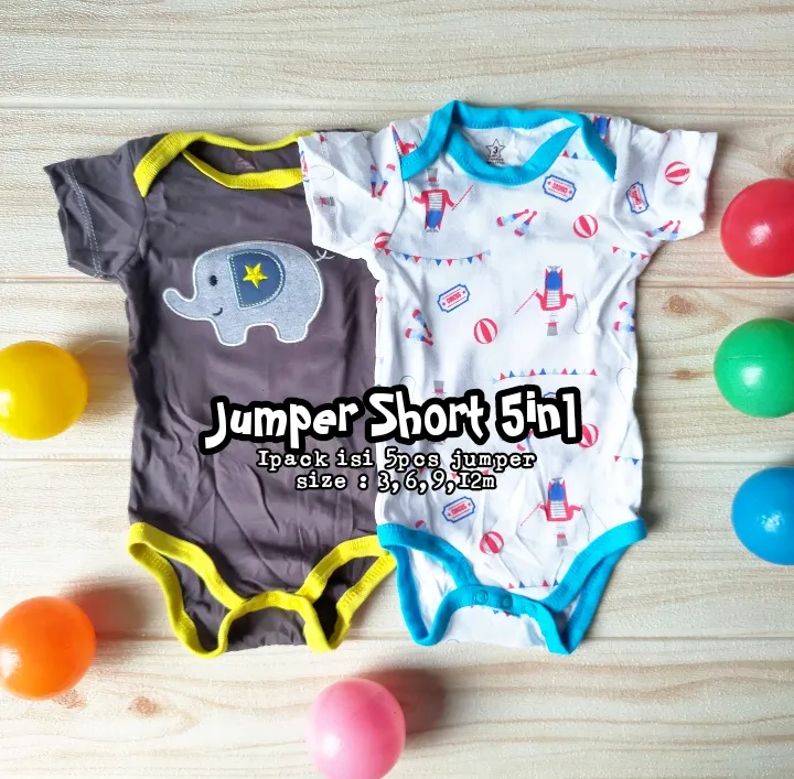 1PACK JUMPER SHORT 5IN1 BOY GIRL (DAPAT 1PACK isi 5pcs jumper