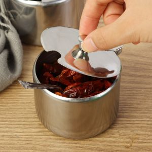Stainless Steel Seasoning Jar High Temperature Resistant Kitchen Storage Jar Seasoning Container with Lid For Home