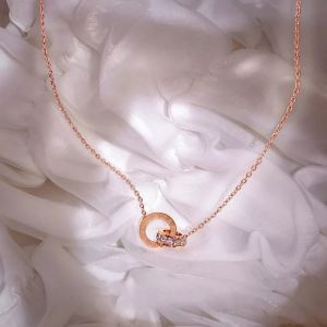 Dây chuyền nữ titan vòng tròn lồng nhau vòng cổ thép không gỉ D109