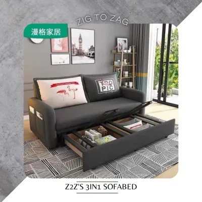 Z2Zs 3in1 SOFA BED & FOLDING BED WITH DRAWER Space Simple folding bed sofa bed double sofa sitting and sleeping multifunctional small apartment cloth folding bed Saving Metal Frame Foldable Sofa Bed With Modern Storage