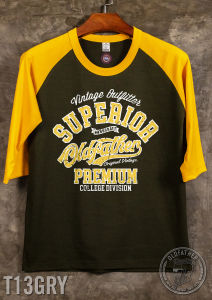 เสื้อแขนสามส่วน เสื้อแขนสามส่วนผู้ชาย เสื้อแขนสามส่วนวินเทจ เสื้อไหล่สโลป แขน 3 ส่วน เสื้อยืด เสื้อยืดวินเทจ Vintage. ( รหัสสินค้า T 13 ) Man Clothing