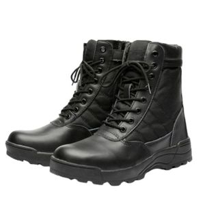 Men’s All-Season High-Top Leather Boots | Fashionable Retro Solid Color Lace-Up Shoes | Lightweight Wear-Resistant & Anti-Slip Footwear