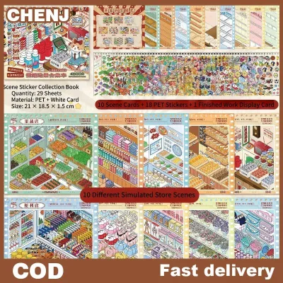 CHENJ Vui vẻ Kawaii 3D hàng hóa mã Sticker Cuốn sách với nhu cầu thiết kế cảnh quan độc đáo hàng ngày