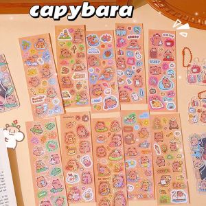 DE626 10Sheets อัลบัมภาพ สติกเกอร์คาลิปบาร่า คาลิปบาร่า อุปกรณ์การเรียนสำหรับโรงเรียน สติ๊กเกอร์ของเล่นเด็ก สติ๊กเกอร์ติดเครื่องเขียน ตกแต่งดีไอวาย สติกเกอร์ตกแต่ง Capybara เด็ก/เด็ก