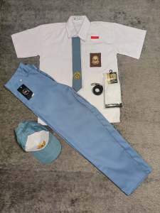 Setelan Seragam Sekolah Sma Pendek Panjang Anak Laki-Laki Kelas 1-3 Topi Abu Putih