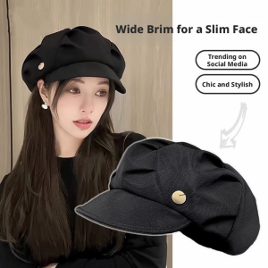 Trendy Retro Women Wide Brim Beret Cap Stylish Cloud Design Newsboy Hat For Casual Daily Wear