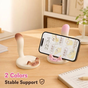 Cute Cat Tail Phone Stand Desktop Holder Pen Holder Storaj Meja Office Decor Stable Portable