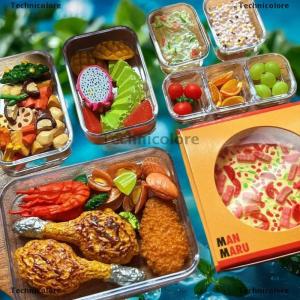 [COD] Technicolore กล่องเก็บของในครัว1เซ็ตอุปกรณ์ตกแต่งโต๊ะอาหารกล่องเก็บของขนาดเล็ก1 6ตุ๊กตากล่องอาหารกลางวันโมเดลจานเตรียมผักขนาดเล็ก