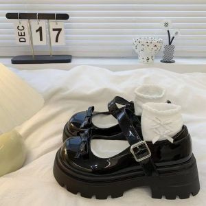 ส่งจากกรุงเทพ ของแท้ 100%😍คุณภาพดีที่สุด!ราคาถูกที่สุด!รองเท้าแมรี่เจนส้นหนาผู้หญิง ดีไซน์สายไขว้ สีดำและสีเบจ เพิ่มความสูงไม่เมื่อยแม้ใส่เป็นเวลานาน รองเท้า JK