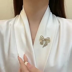 Crystal Bow Brooch Pin Ribbon Rhinestone Statement Fashion Jewelry