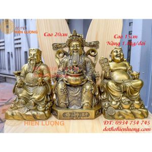 Bộ thần tài thổ địa cao 18cm và ông phát lộc cao 20cm bằng đồng