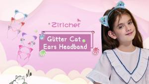 ZIRICHER Cat Ears Headbands For Girls Glitter Cat HeadbandTransparent Quicksand Sequin Cat Headbands Cute Animal Ear Hairbands For Kids Toddler White Pink Orange Purple Blue Cat Ears Hair Accessories