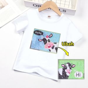 Kaos Atasan Anak Perempuan Usap Motif Kartun Import Premium
