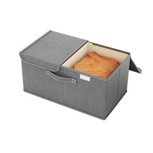 LETOY Foldable Closet Storage Container Dustproof Lid Reinforced Handles Fabric Storage Bins Space Saving Stackable Clothing Storage Box Toys Storage