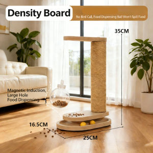 4 In 1 Cat Scratching Post with Interactive Leaking Ball Toy Wear-resistant Cat Climbing Frame