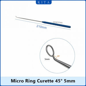 1 ชิ้น ไมโครริง คิวเร็ตต์ พร้อมปลายวงแหวน ตรง 45 °    90 °    ไมโครนิวโร อินสทรูเมนท์ส เครื่องมือทางระบบประสาท
