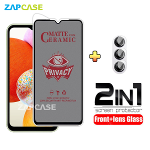 PAKET 2in1 Anti Gores Layar Privacy Samsung A14 4G Free Tempered Glass Camera Lens