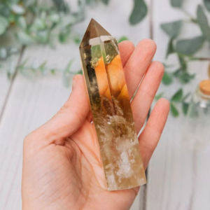 Citrine tháp tinh thể tự nhiên điểm tinh thể khắc trang trí trang trí văn phòng gia đình năng lượng đá Quà Tặng