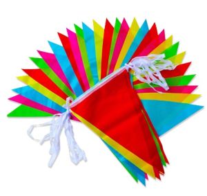 50/200M Multicolored Triangle Flags 100 Flags Hanging Flag Bunting Banner Pennant Festival Wedding Decor Birthday Party Supplies