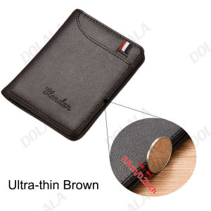 Slim Leather Bifold Wallet for Men | Ultra-Thin Black ID Card Holder with Coin Pocket License card holder Coin Purse