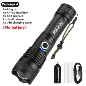 Alonefire H002 XHP50 Zoom Strongest LED Flashlight USB Rechargeable Flashlight Outdoor Camping Lamp