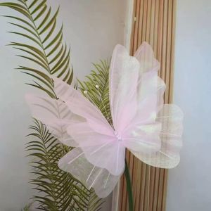 Quivlox 50cm Butterfly Artificial Flower Party Wedding Decor Photography Props Giant Gauze Fake Butterfly