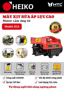 Máy xịt rửa xe motor đồngCS thực 2500W-2800Wáp lực 120 bar12L/phút hiệu HEIKOcó chỉnh áp và không chỉnh áp các loại