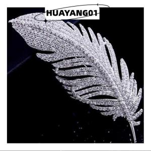 HUAYANG01 [2023 new HOT FASHION] Luxury Exquisite Full Rhinestone Feather Brooches For Women Girls Elegant Temperament Brooch Fine Jewelry Accessories Gifts