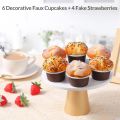 Fake Cupcakes, Artificial Cupcakes for Display, Realistic Fake Food, Artificial Cake Fake Desserts Pastries for Decoration, Decorative Faux Cakes Set C 6 Pack. 