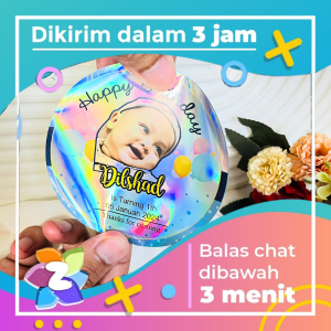 9-15 Zennida Sticker Ulang Tahun Anak Hologram Anti Air Label Undangan Happy Birthday Uk.Besar
