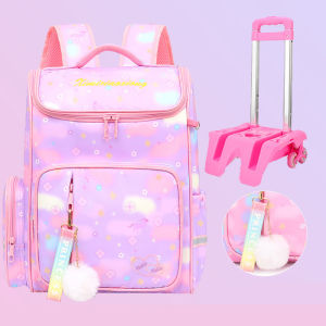 Primary School Childrens Trolley Schoolbag  2PCS Girls Large-capacity Climbing Stairs 6-12 Years Old Backpack