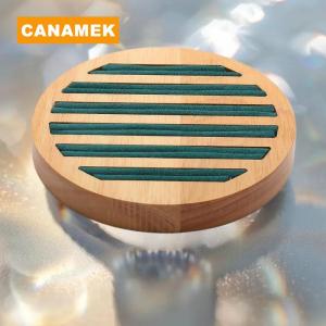 【CANAMEK】 Wood Round Shape Jewelry Tray Ring Earrings Bracelet Display Plate Jewellery Storage Stand Counter Props
