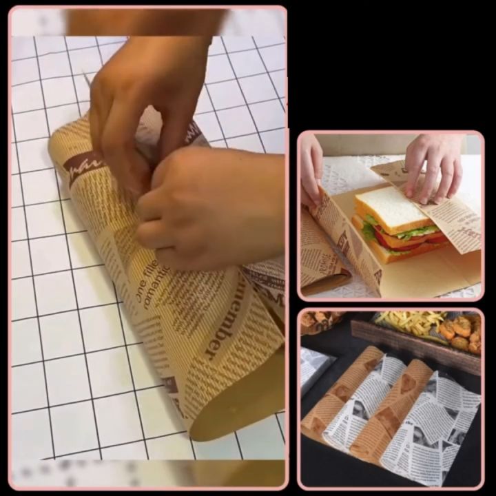 Giấy gói bánh sandwich, giấy nướng chống dầu mỡ, 100 tờ/gói, 38*28cm ...