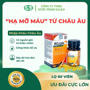 Hạ mỡ máu Giảm Cholesterol ROJJAL viên uống nhập khẩu từ Châu Âu giúp hạ mỡ máu ngừa xơ vữa động mạch giảm lipid máu. Lọ 60 viên