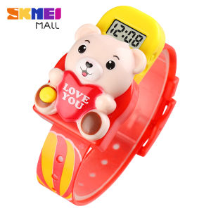 SKMEI 1748 Kids Girl Watch Fashion Love Bear Digital Display Wristwatch Cartoon Creative A Key Pop Up No Waterproof