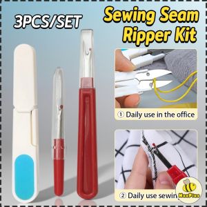 MaxPlus【Ready in Stock】 3Pcs/set Sewing Seam Ripper Kit Sewing Craft Stitch Thread Unpicker &Seam Ripper&Thread Scissor