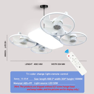 Ceiling Fan With LED Light Drone Car Fan Light Smart Fan Light With Remote Control Foldable Drone Shaped Fan 2 IN 1 Ceiling Light With Fan 50W E27 3 Colors Dimming for Living Room and Bedroom