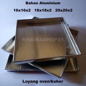 Loyang oven Loyang kue kering kuker persegi kotak 16x16 18x18 20x20 tinggi 2 cm