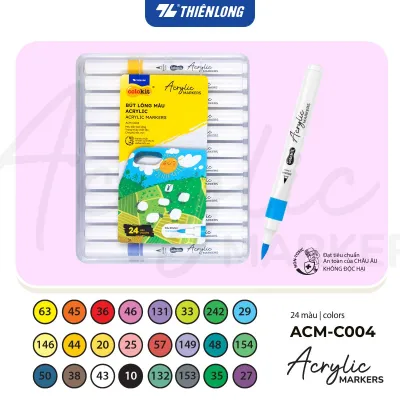Bút lông 12/24/36 màu - Acrylic Markers 1 đầu ngòi ThiênLong Colokit - Màu sắc tươi sáng Trang trí đa chất liệu