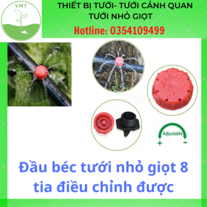 Combo 2050100 Béc tưới cây con bọ 8 tia - Đầu béc tưới nhỏ giọt 8 tia điều chỉnh được
