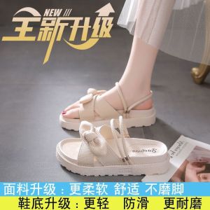[Free Shipping] 2026 WomenS Summer High-Heeled Sandals Dual-Wear Thick-Soled Bowknot Versatile Non-Slip Soft-Soled Fashionable Style For Students