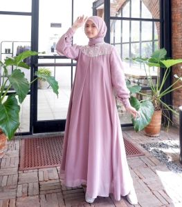 Novita Dress Ceruty Mix Brukat Gamis Wanita Terbaru 2024 Viral Dress Kondangan Wanita Muslim Elegan