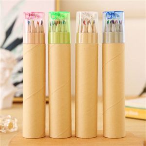JKDESIGN Đồ dùng học tập Chuyên nghiệp Kẹp tóc Tranh Vẽ nghệ thuật Trẻ em Bút chì màu Bút chì màu Bút Chì học sinh Bút chì 12 màu