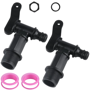 2 Pack Multipurpose Sturdy Plastic Spigot for Rain Barrels 3/4 Inch Water Tap Easy Installation Designs Outdoor Use